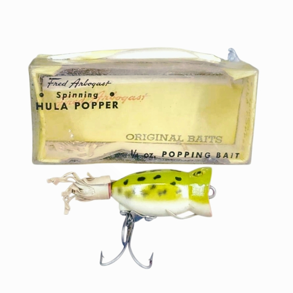 Vintage *Fred Arbogast "Hula Popper" Topwater Fishing Lure In Original Box 1940s